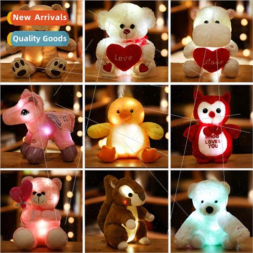 led luminous teddy bear doll pillow luminous doll plush toy