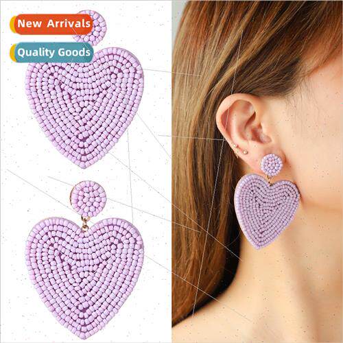 New love peach handmade beaded earrings Europe color earring