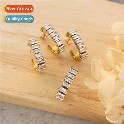 che hundred wh U-shaped zirconia full diamond earrings ins b