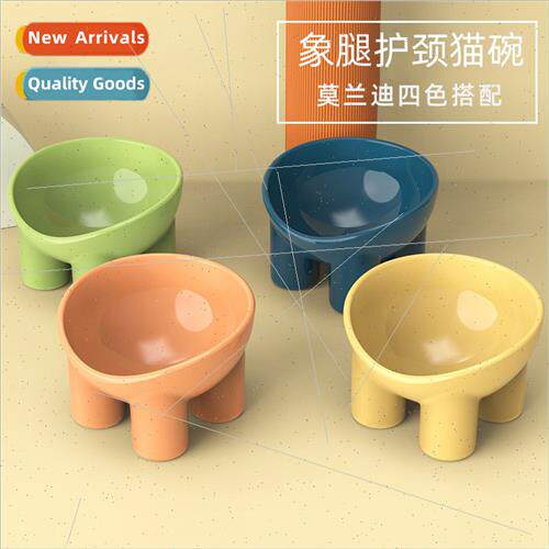 Macaroon Color Elephant Leg Neck Guard Bowl Cat Food Bowl Ca