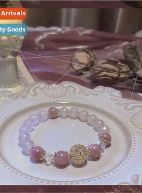 Pink Bracelet Rose Hibiscus Stone Fairy Pink Crystal Bracele