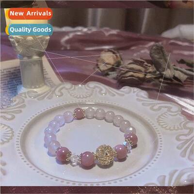 Pink Bracelet Rose Hibiscus Stone Fairy Pink Crystal Bracele