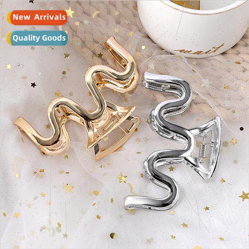 Korea metal wave hair clip female new shark clip back head p