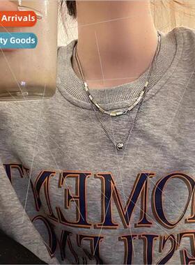 New spherical square stacking necklace female ins cold wind