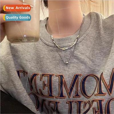 New spherical square stacking necklace female ins cold wind