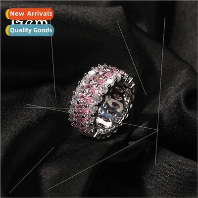 Hip Hop Pink Oval Ring Copper wh Zirconia Couple Europe mple