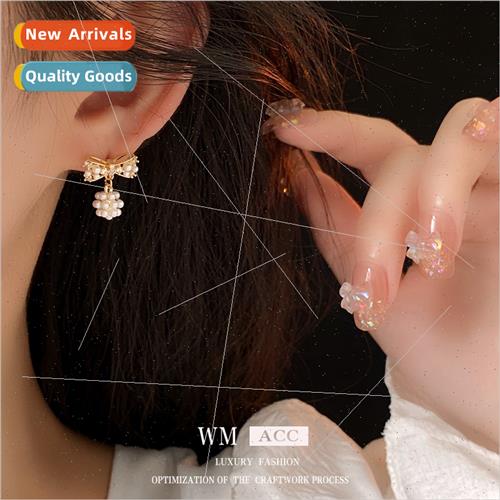 silver pin zirconia bow pearl earrings small hundred wh earr