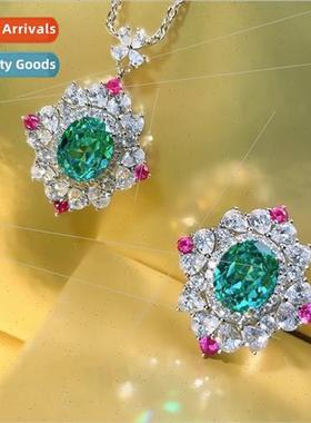 Color clashing full diamond micro-set simulated emerald ruby