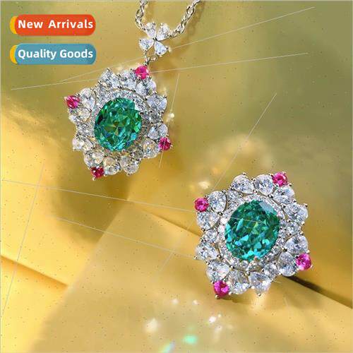 Color clashing full diamond micro-set simulated emerald ruby