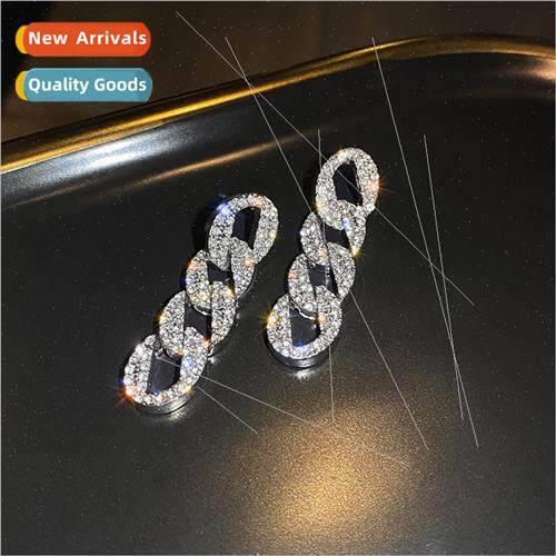S925 silver needle Korea long flash diamond chain ins fashio