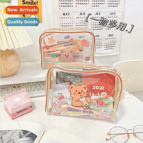 Creative cartoon pencil bag transparent large capacy station