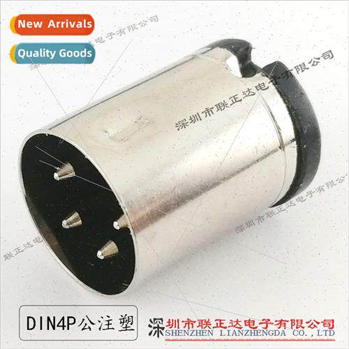 Cylindrical 4 pole plug din4p male Large spike 4 pole shaped