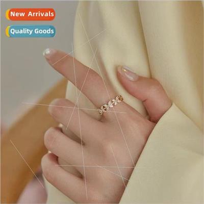 Small butterfly ring wh diamonds women versatile delicate ni