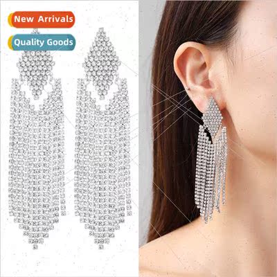 Kitsch tassel fringe party strass earrings statement post cl