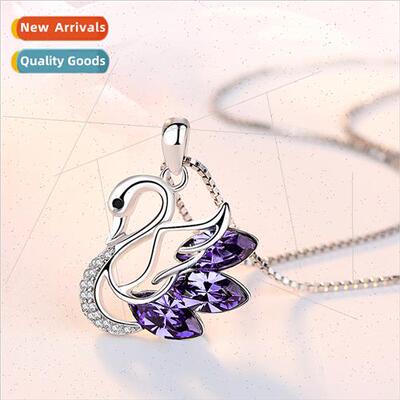 s925 silver necklace female simple swan pendant collarbone c