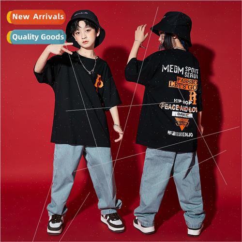 Children Hip Hop  Su Boys Set Dance Denim Pants Costume Summ