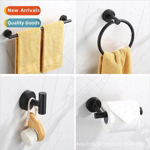 Stainless Steel Towel Rack Towel Bar Bathroom Cloak Hook Bla