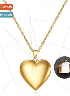 Vintage Creative Memorial Openable Heart Pendant Tanium Stee