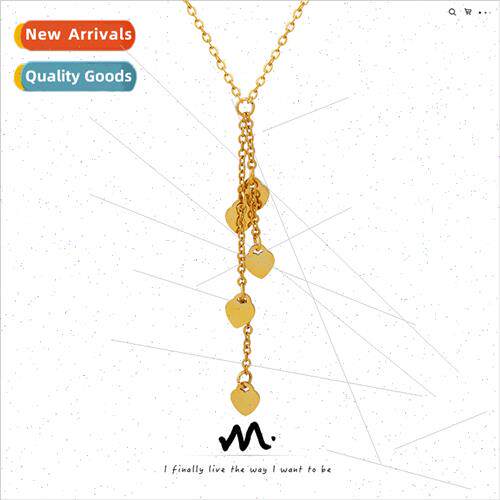 Europe ins fashion peach heart tassel love pendant necklace