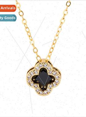 New four-leaf clover full diamonds pendant female niche simp