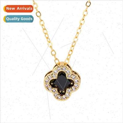 New four-leaf clover full diamonds pendant female niche simp