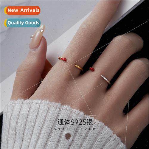 S925 lver Red Match Vegan Ring Women ins Fashion Ring Index