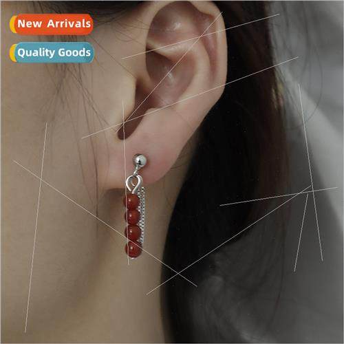Agate earrings female retro niche back hanging onepcs tassel