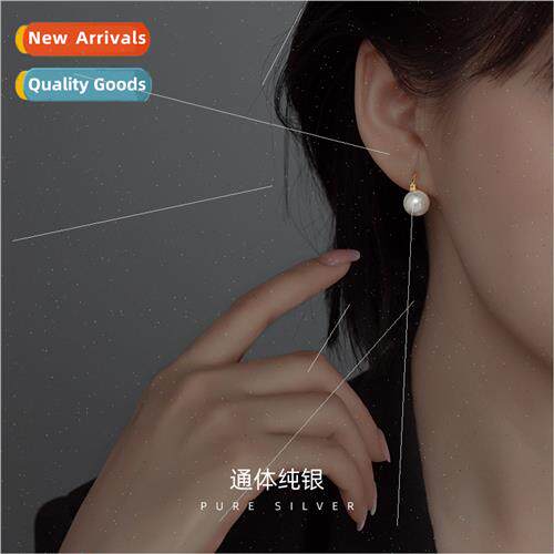 S925 silver simple pearl earrings earrings earrings niche ea