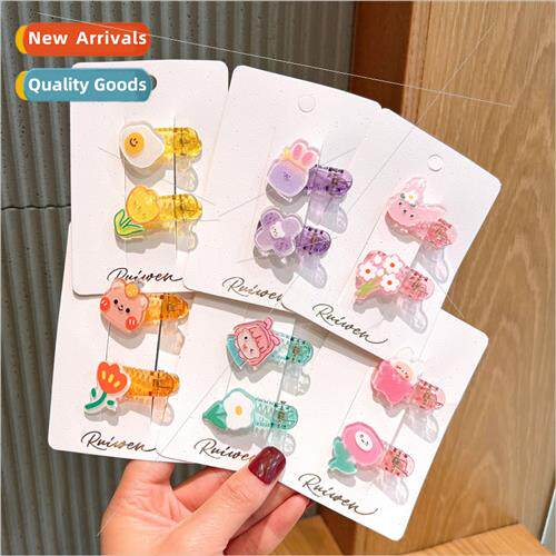 Korea children cartoon rabb hair clips ltle girl flowers tra