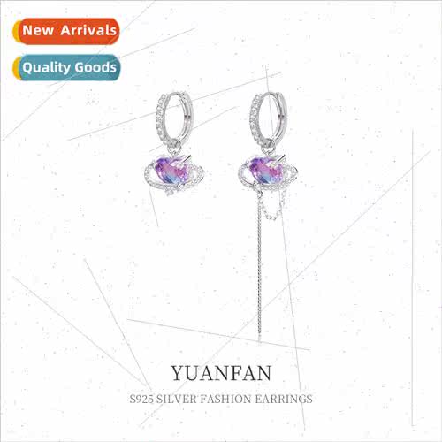 925 silver asymmetrical heart earrings female ins niche crea