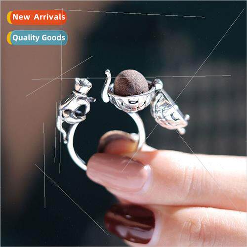 Vintage old hollowed out aromatherapy ball cat ring niche cu