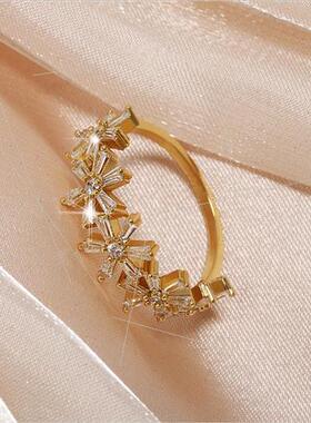 Flower Ring Women Delicate Adjustable Index Ring che Minimal
