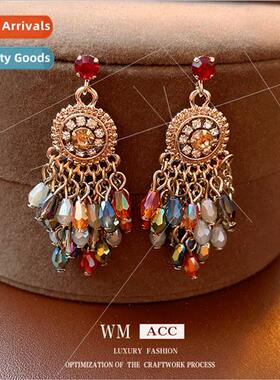 lver pin wh diamond flower crystal tassel earrings fashion r