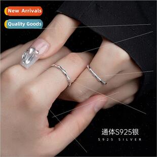 S925 lver Bamboo Couple Ring Korea Sweet Men Women Rings Hav