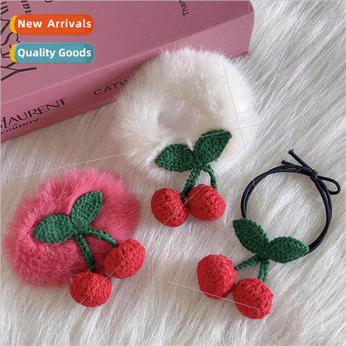 Autumn winter sweet wild cherry hair rope Korea plush tie ha