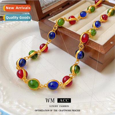 Medieval Necklace terary Retro Fashion che Necklace Colorful