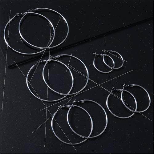 Europe stainless steel shrimp bow buckle large circle earrin