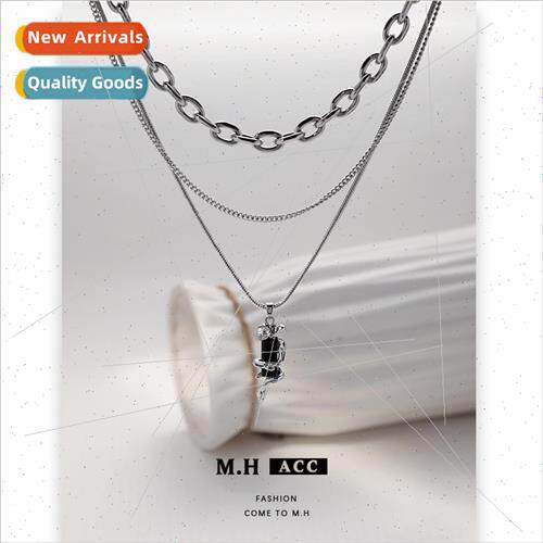 Metal dragon double layered stacking necklace female retro n