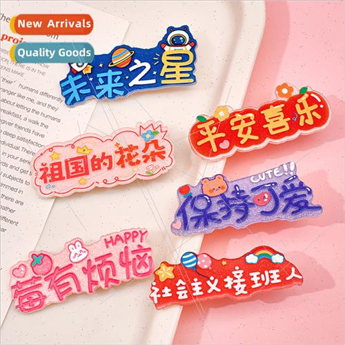 Cartoon text hair clips children cute bb clip ltle girl side