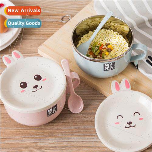 Stainless steel double layer anti-scald instant noodle bowl