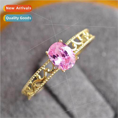 Europe romantic twigs copper sparkling oval pink zirconia ri