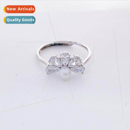 Europe phoenix crown silver ring ins niche nd pearl ring fem