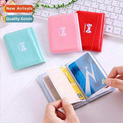Cute bow card case 12 card pvc ladies solid color card holde