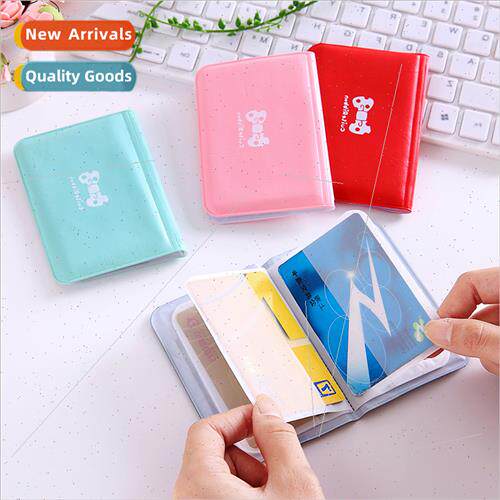 Cute bow card case 12 card pvc ladies solid color card holde