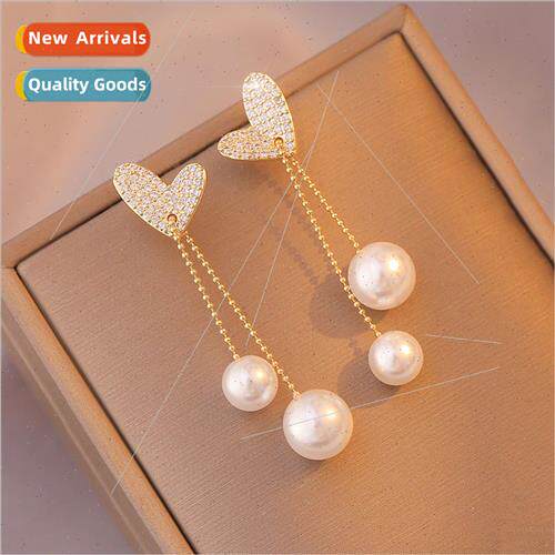 Love tassel pearl earrings适用women 2022 new niche premium h