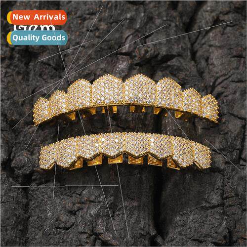 Europe full diamond gold braces copper material pointed teet