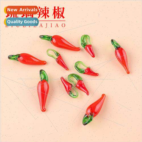 Glazed pepper handmade diy food play red pepper necklace pen