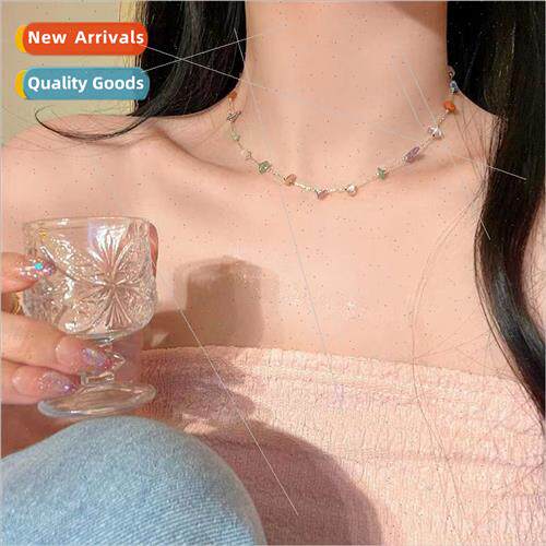 Summer new ins colorful necklace collarbone chain simple fas