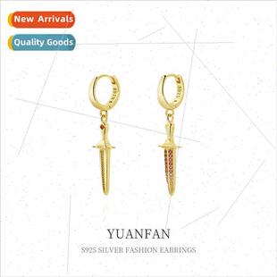 Halloween 925 Silver Cross Sword Earring Buckle Earrings适用