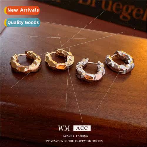 Electroplated pleated metal circle earrings Korea fashion ea
